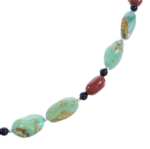 Multicolor Navajo Sterling Silver Bead Necklace AX100274